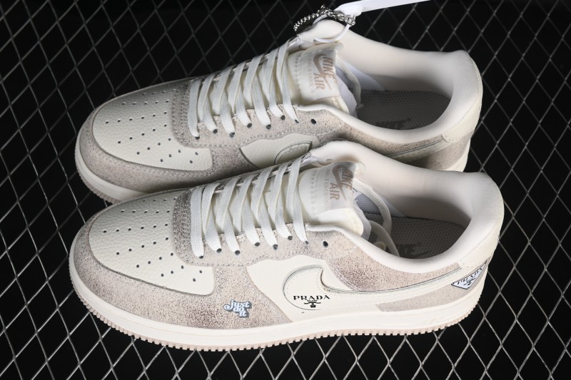 Nike Air Force 1 '07 Low Collaboration Basketball Shoes with Cream Grey Tone and Full-Length Air Cushion - XL1979-129