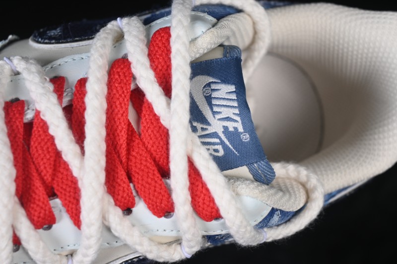 Nike Air Force 1 '07 Low Hand-Drawn Sneakers with Indigo-Dyed Denim and Leather Upper - FB0607-707