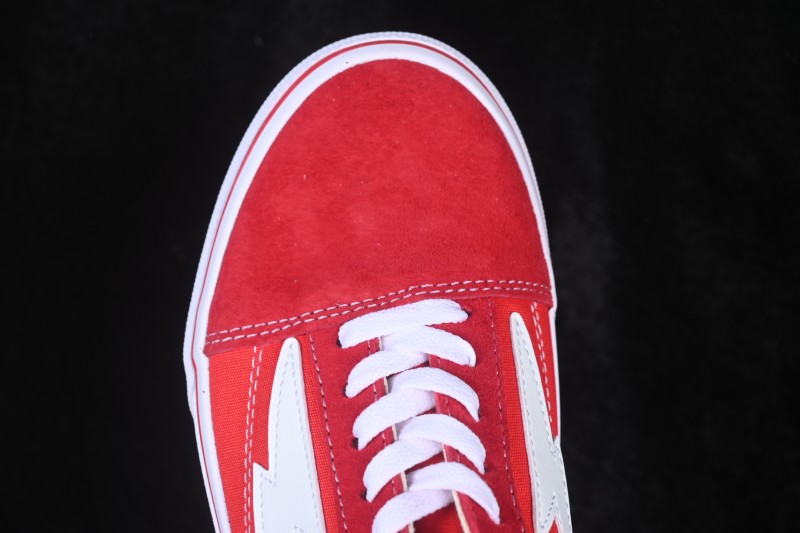 Revenge x Storm Old Skool Lightning Collaboration Low-Top Skate Shoes Red White