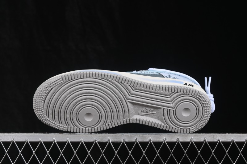 Nike Air Force 1 '07 Low Icefield Snowfall Hand-Painted Sneakers with Frosted Snowflake Design - DO7417-199