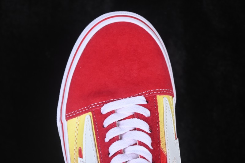 Revenge x Storm Old Skool Lightning Low-Top Skate Shoes Red Flame