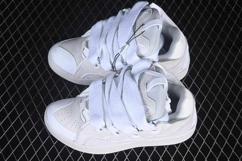 Lanvin Two-Tone Lace-Up Low-Top Casual Sneakers Grey White - AJE5