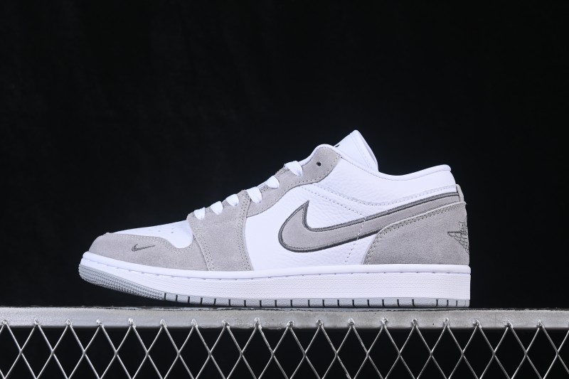 Nike Air Jordan 1 Low AJ1 Embroidered White Grey Low-Top Retro Cultural Basketball Shoes - IX3959-100