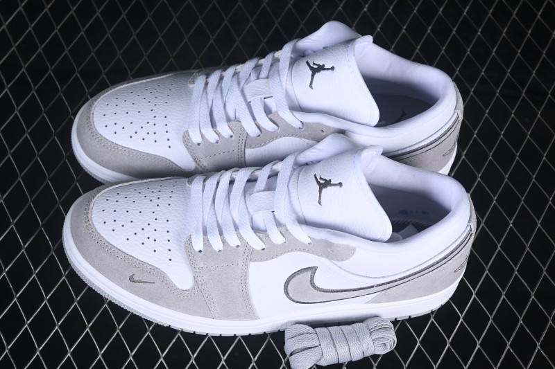 Nike Air Jordan 1 Low AJ1 Embroidered White Grey Low-Top Retro Cultural Basketball Shoes - IX3959-100