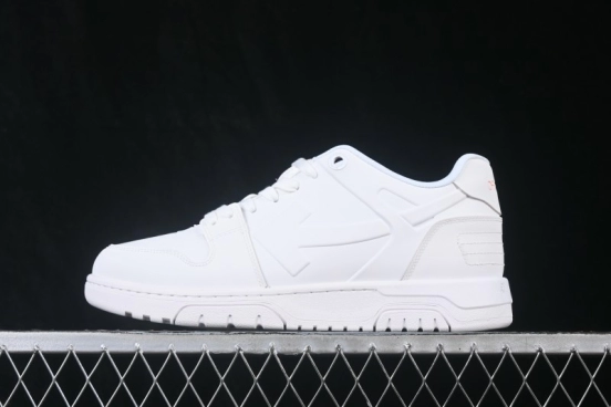 Off-White Out Of Office Low-Top Casual Sneakers in White with Orange Arrow - AJD4