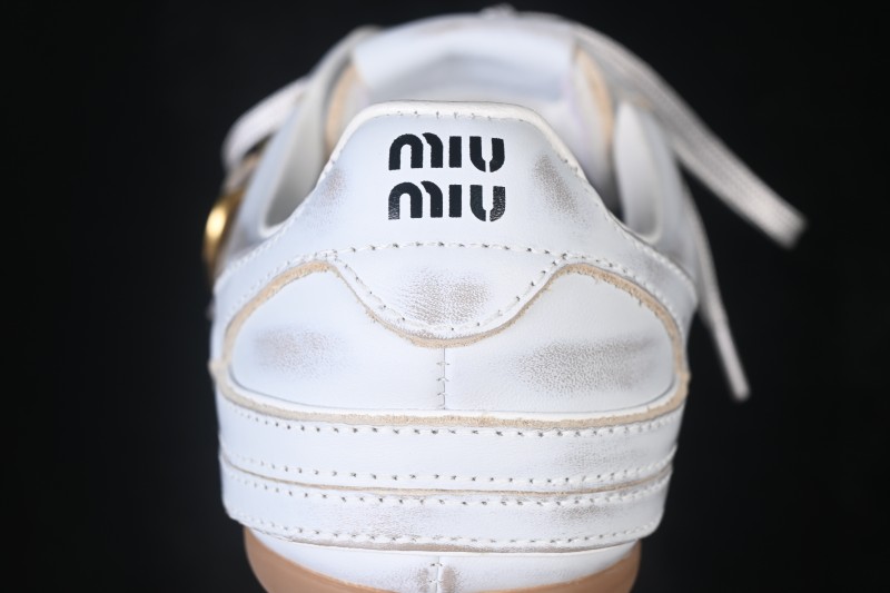 MiuMiu Gymnasium Calf Leather Buckle Lace-Up Vintage Low-Top Sneakers - FW25