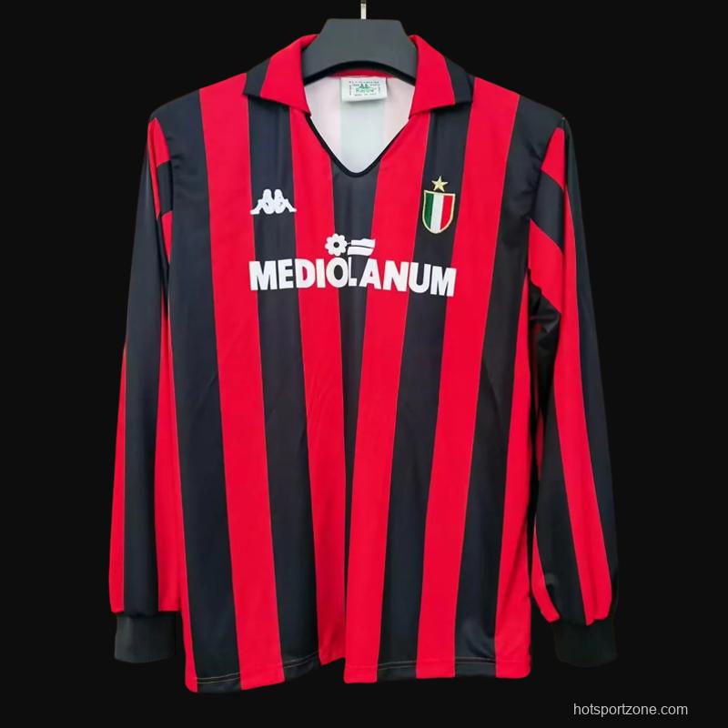 Retro 88/89 AC Milan Home Long Sleeve Jersey