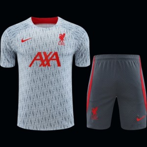 23-24 Liverpool White/Grey Grid Short Sleeve+Shorts