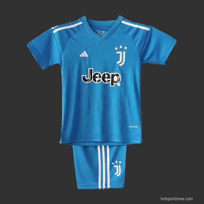 23/24 Kids Juventus Goalkeeper Blue Jersey