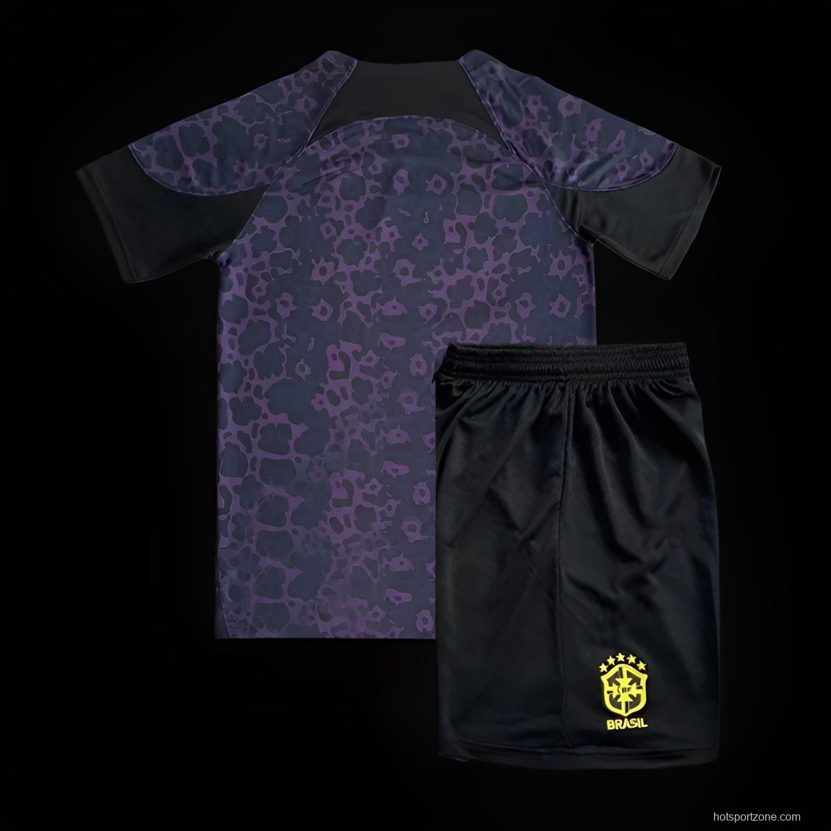 2023 Kids Brazil Goalkeeper Black Jersey