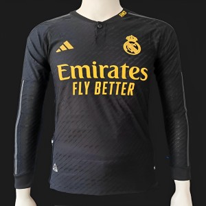 Player Version 23/24 Real Madrid Away Long Sleeve Third Black Jersey