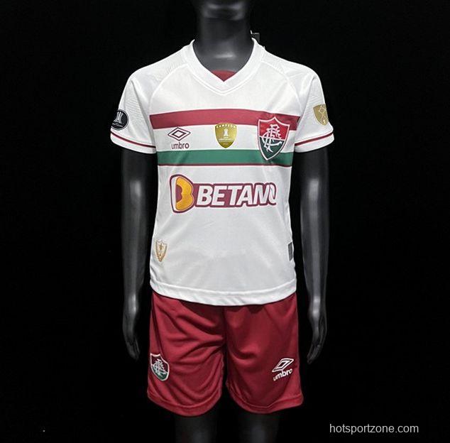 23/24 Kids Fluminense Away Jersey With Full Patch