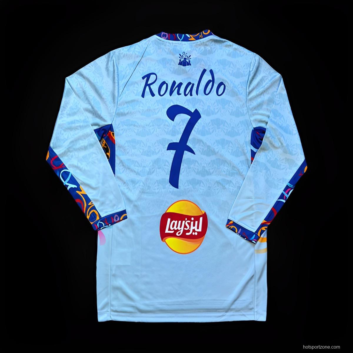 23/24 Al-Nassr Ronaldo Long Sleeve Blue ALL Stars Special Jersey