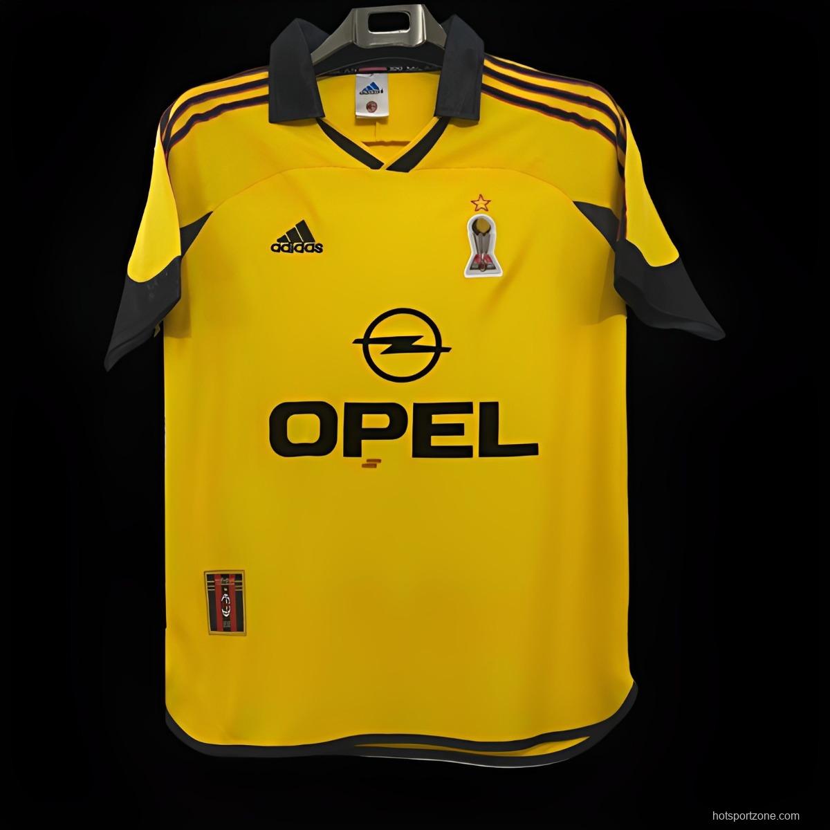 Retro 99/00 AC Milan Away Yellow Jersey