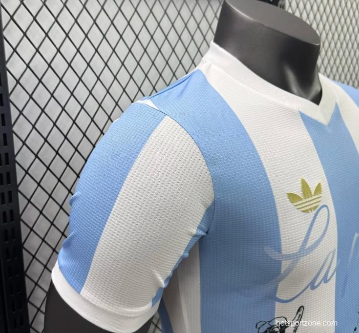 Player Version 2025 Argentina Home Sky Blue with Messi Celebration Print Jersey