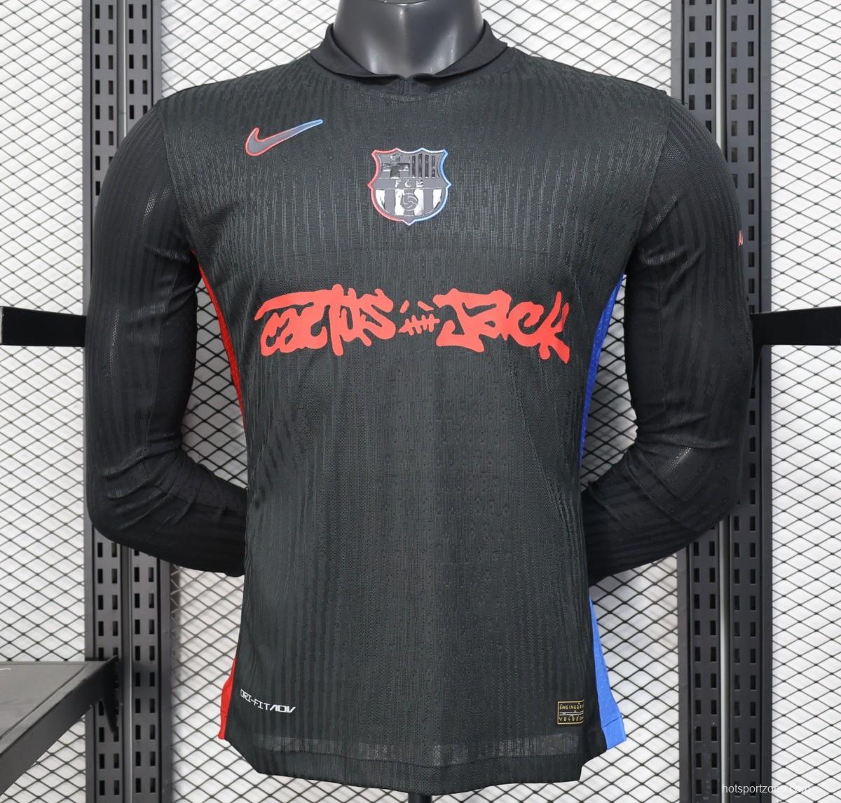 Player Version 24/25 Barcelona x Travis Scott Away Black Jersey With Red Sponsor