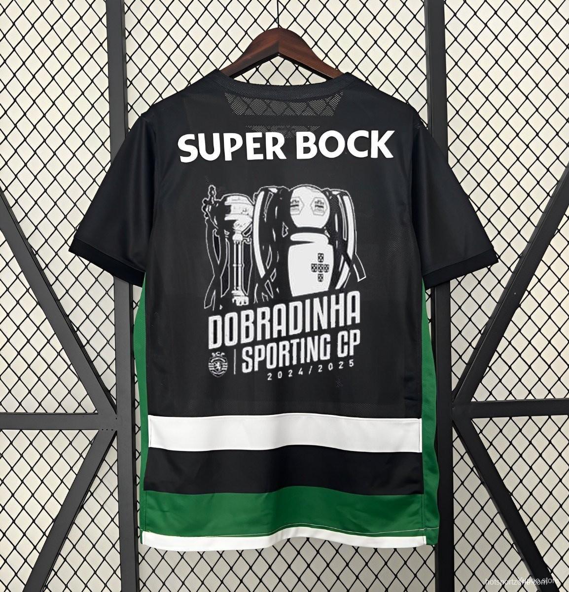 24/25 Sporting Lisbon Home Jersey With 2 Champion Winner Printing