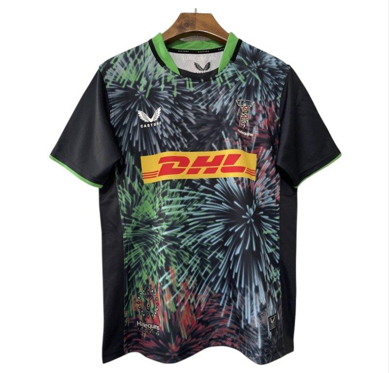 25/26 Harlequins Black with Multicolor Fireworks Pattern Third Jersey