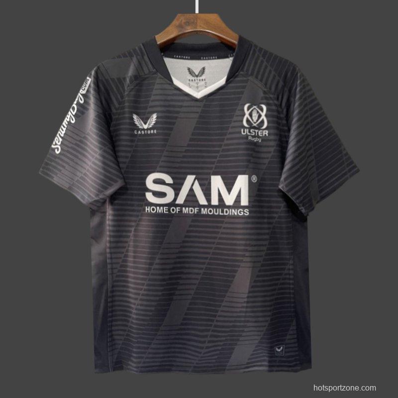 25/26 Ulster Rugby Black with Horizontal Stripe Pattern Jersey