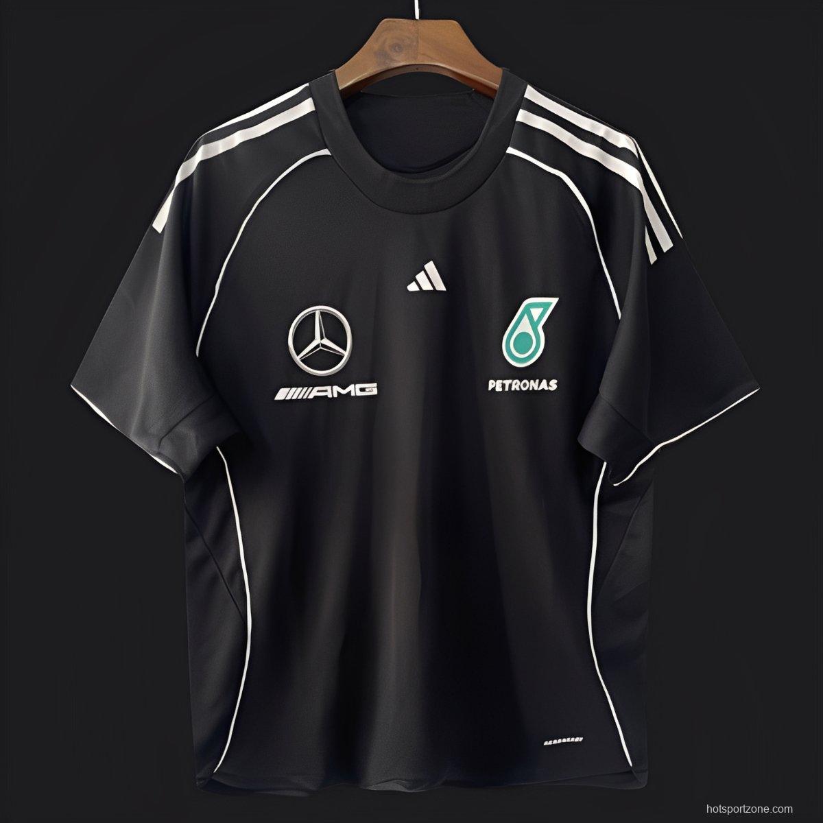 25/26  F1  Mercedes-AMG Petronas Black with White Stripes Training Jersey