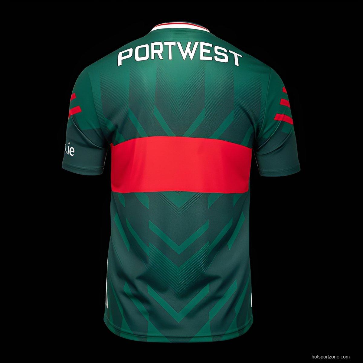 2026 Mayo GAA Green with Red Band and Chevron Pattern Jersey