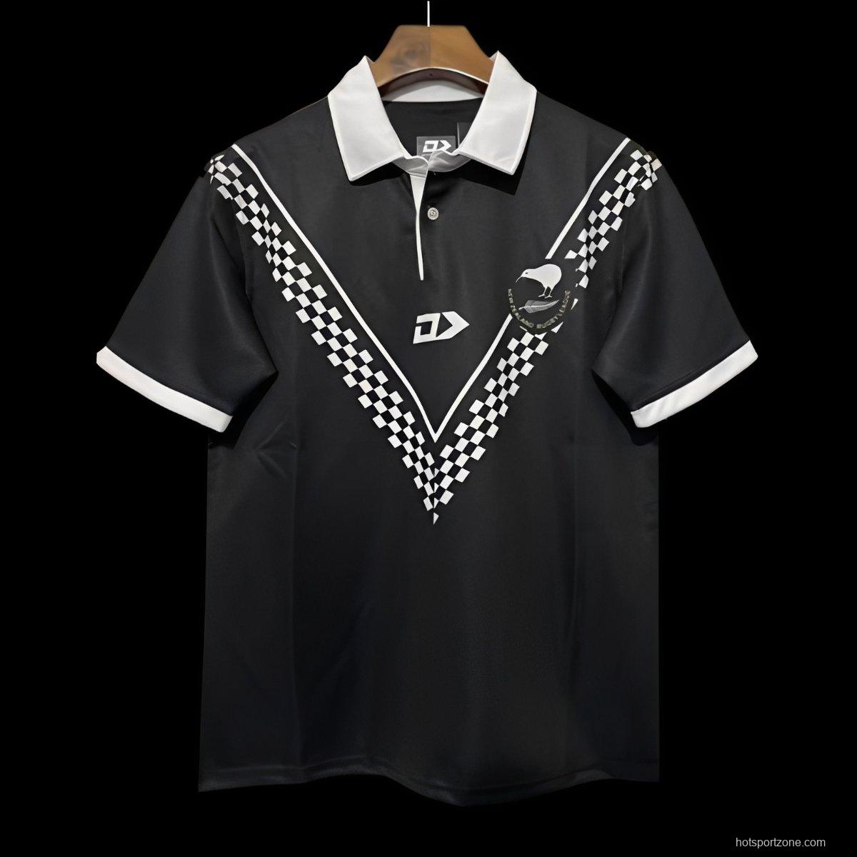 2024 New Zealand Kiwis Black with Checkerboard V Pattern Jersey