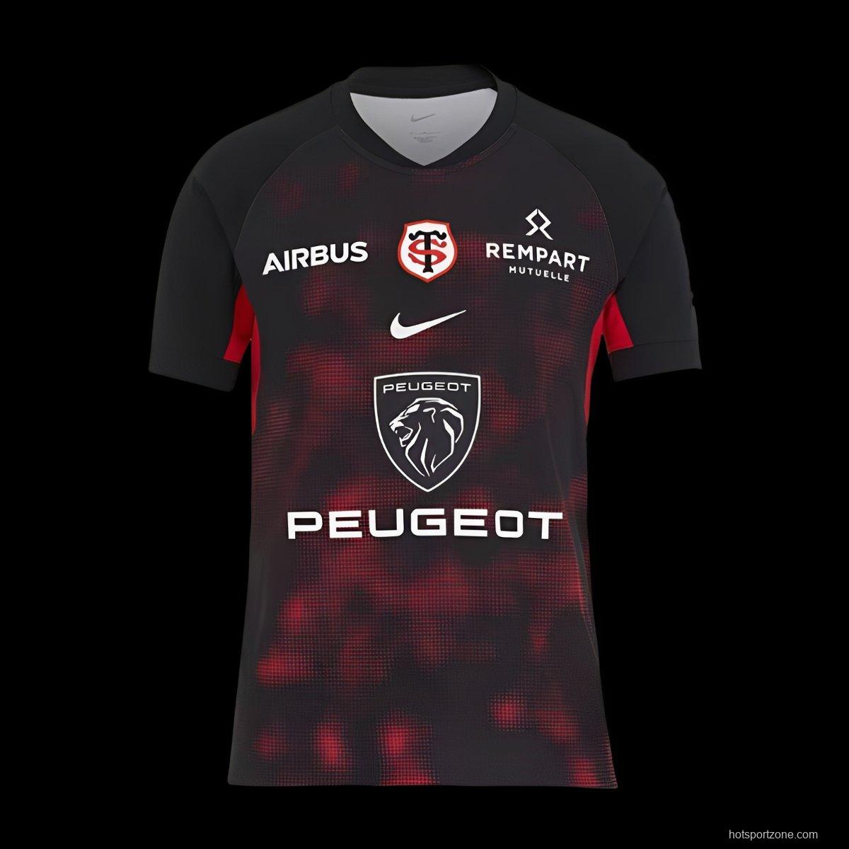 24/25 Stade Toulousain Black with Red Digital Camo Pattern Home Jersey