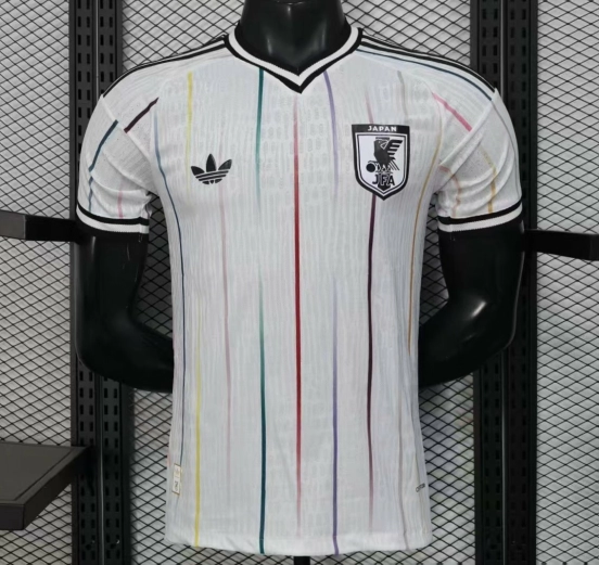 Player Version 2026 Japan Away White with Colorful Vertical Stripe Pattern Jersey