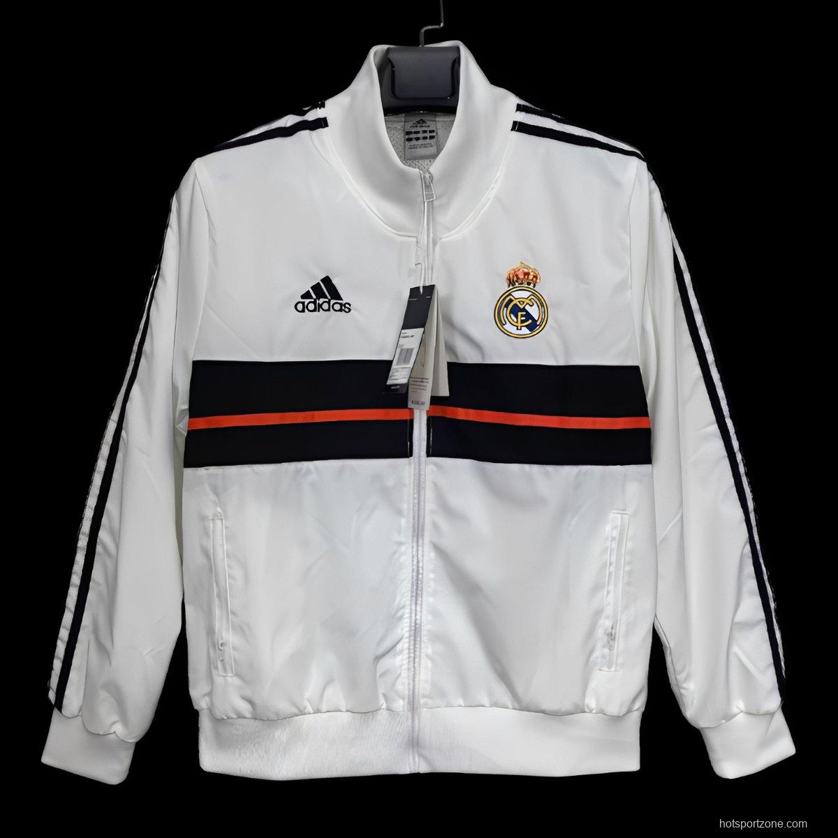 25/26 Real Madrid White  Full Zipper Windbreaker