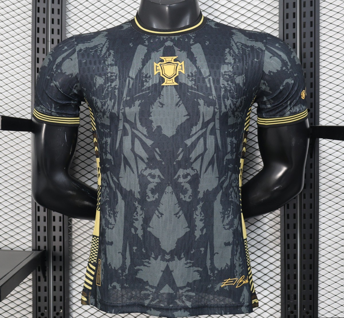 2026 Player Version Portugal Dark Grey with Abstract Graphic Pattern Jersey