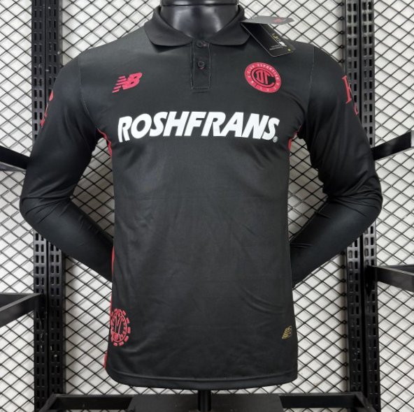 Player Version 25/26 Deportivo Toluca FC Black Goalkeeper Long Sleeve Jersey with Polo Collar