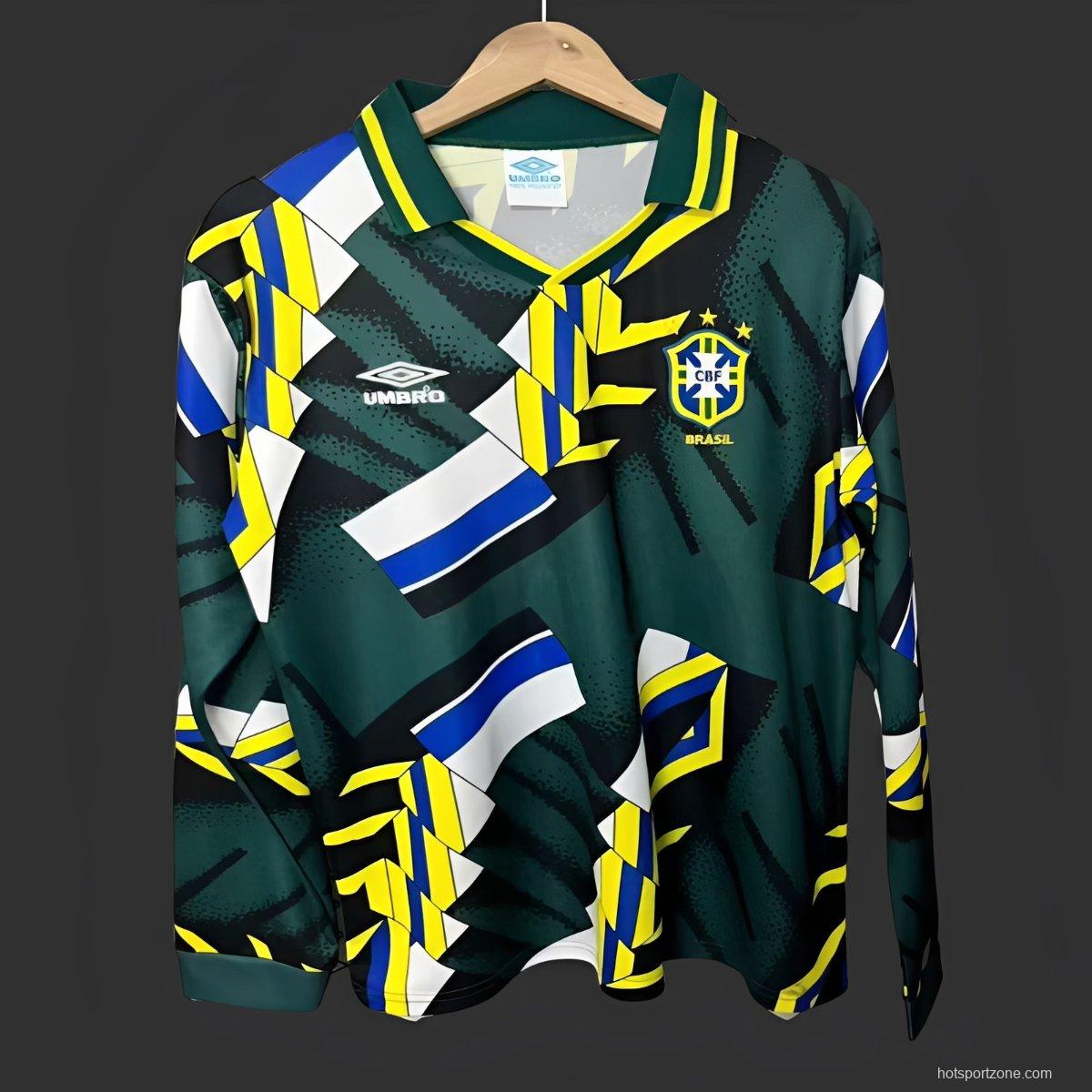 Retro 1994 Brazil Goalkeeper Green Long Sleeve Jersey