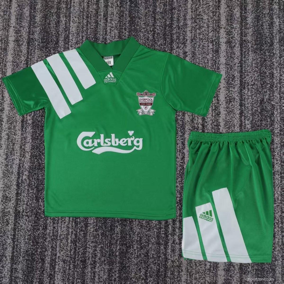 Retro 92/93 Kids Liverpool Away Green Jersey