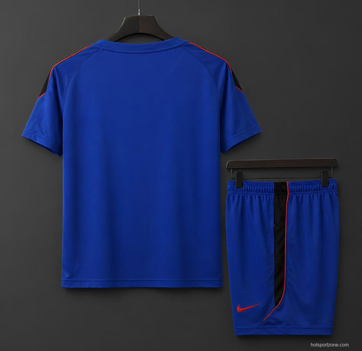 2026 Norway Away Training Blue/Red Jersey + Shorts Set