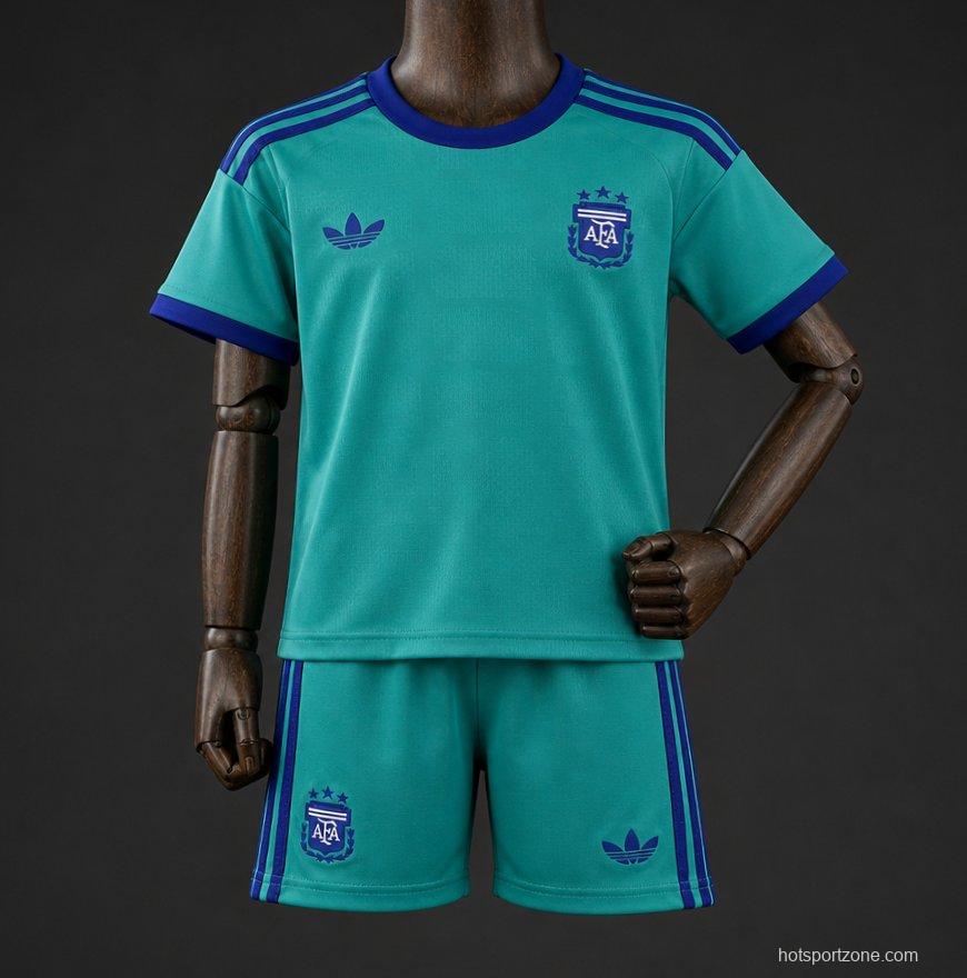 2026 Kids Argentina Away Green Jersey