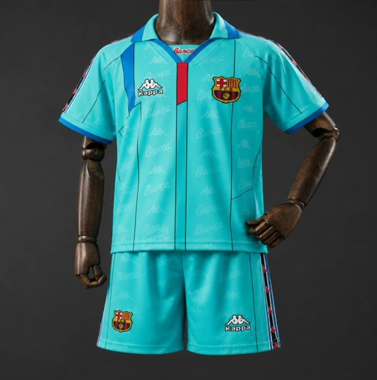 96/97 Kids Barcelona Away Retro Kit Jersey Size 16-28