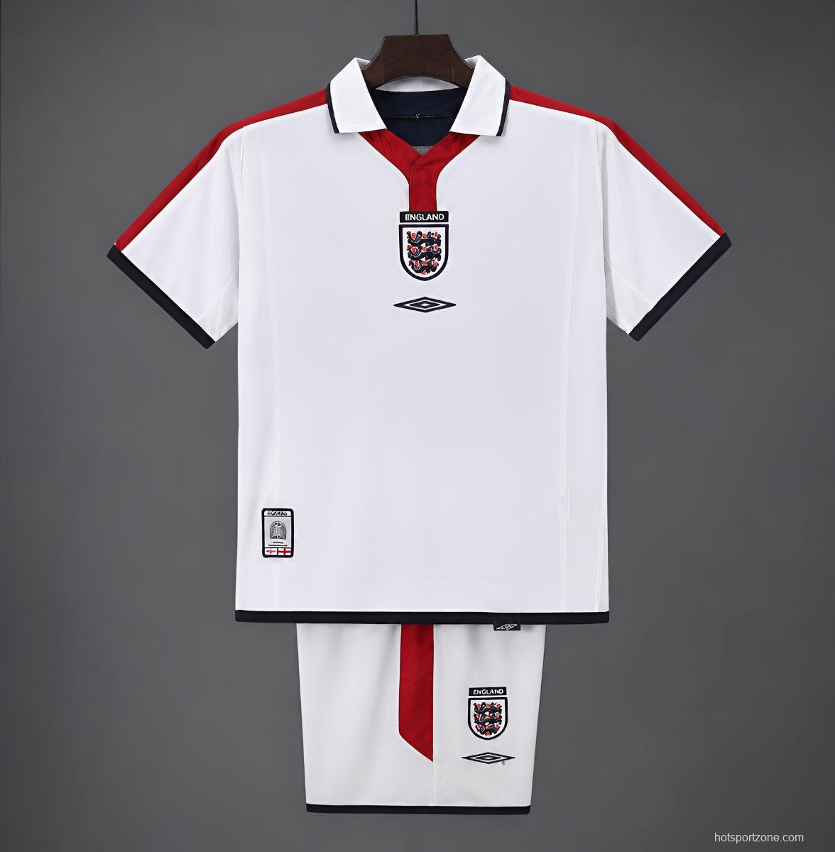 Retro 2003/04 Kids England White Home Jersey