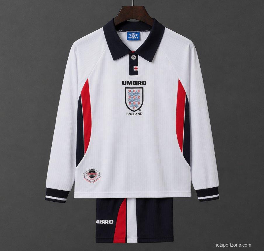 Retro Kids 1998 England Home Long Sleeve Jersey