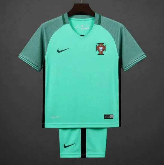 Retro Kids 2016 Portugal Away Green Jersey