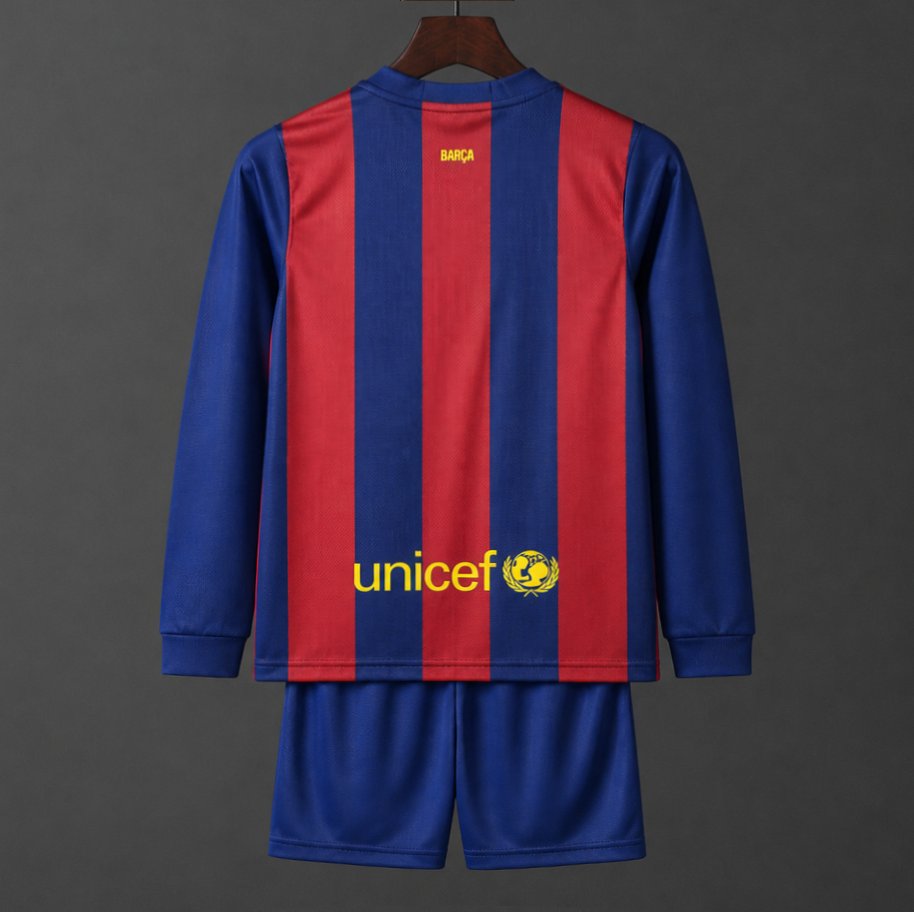 Retro Kids 14/15 Barcelona Home Long Sleeve Jersey