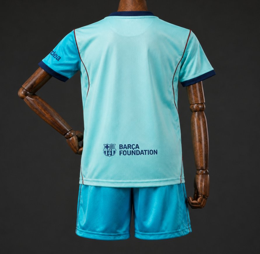 26/27 Kids  Barcelona Teal Third Jersey Kit
