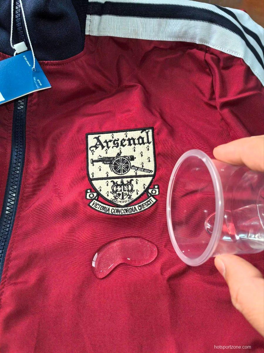 26/27 Arsenal Track Jacket Burgundy Black Full Zipper Windbreaker