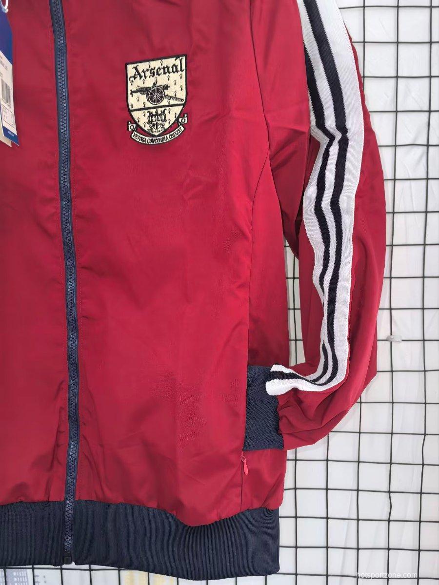 26/27 Arsenal Track Jacket Burgundy Black Full Zipper Windbreaker