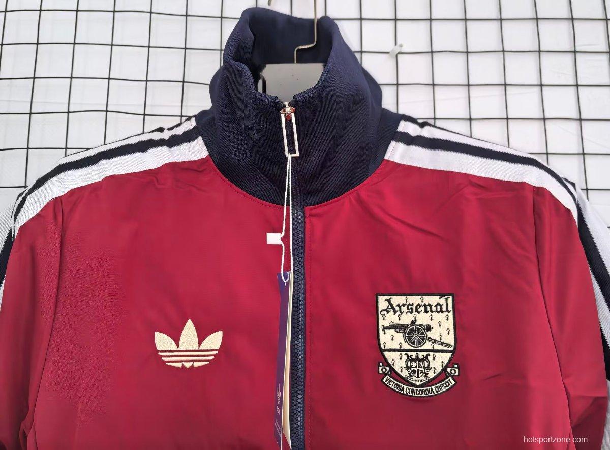 26/27 Arsenal Track Jacket Burgundy Black Full Zipper Windbreaker