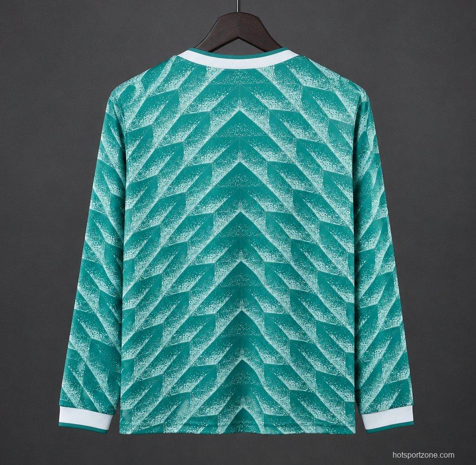 Retro 1990 West Germany Green Long Sleeve Away Jersey