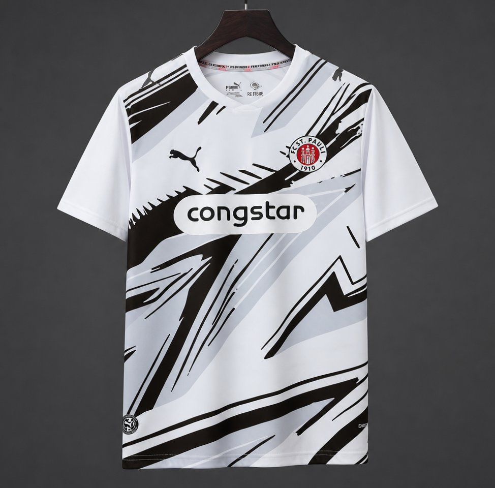 26/27 FC St. Pauli White with Black Graphic Away Jersey