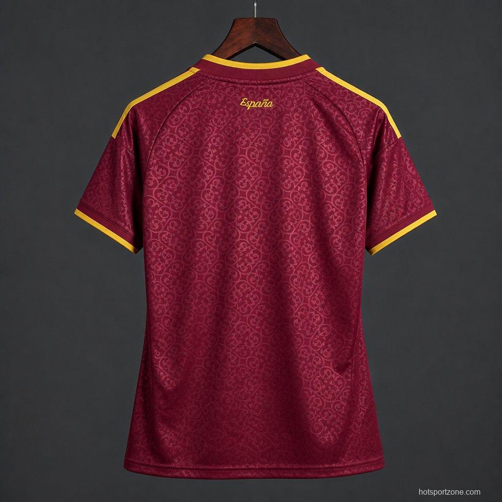 2 Star 2026 Womens Spain Away Red Special Edition Jersey With Champion Patch