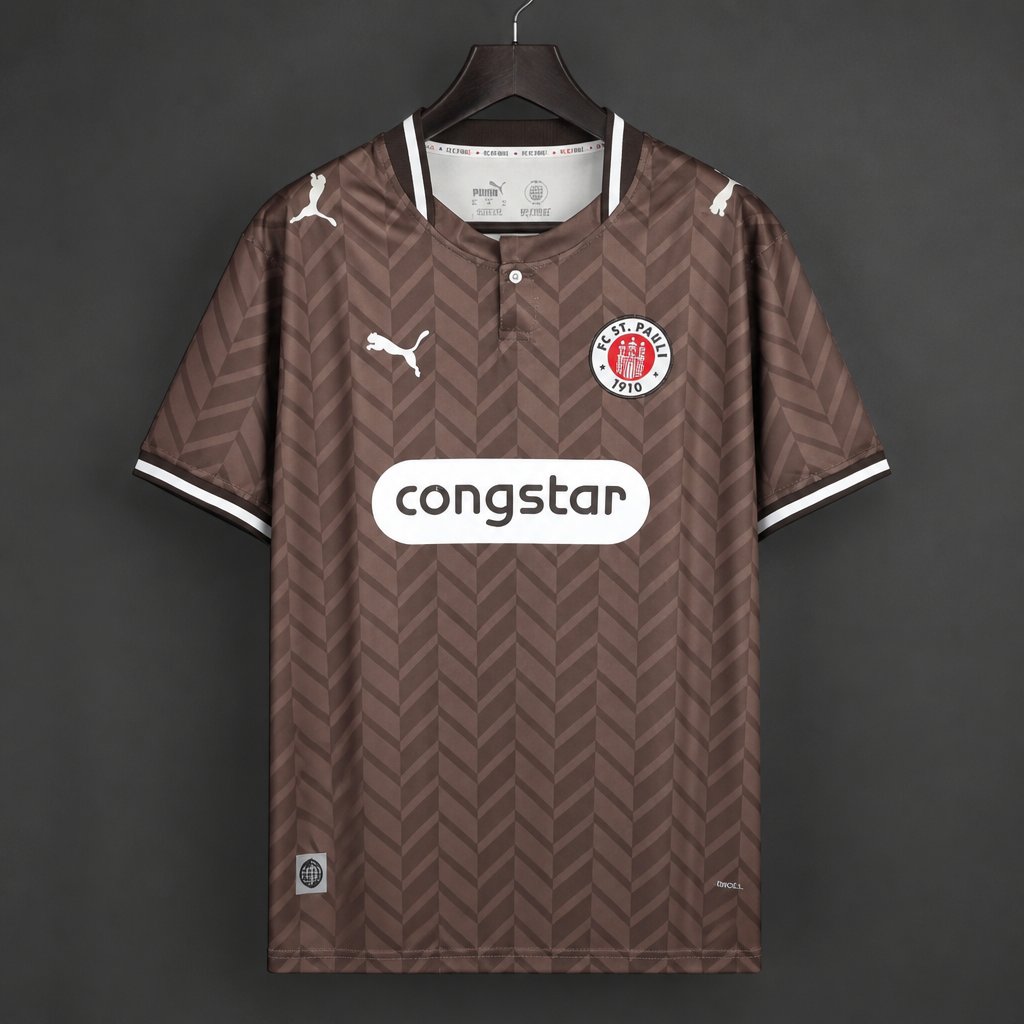26/27 FC St. Pauli Brown with Chevron Pattern Home Jersey