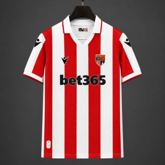 26/27 Stoke City Home Red Stripes Jersey