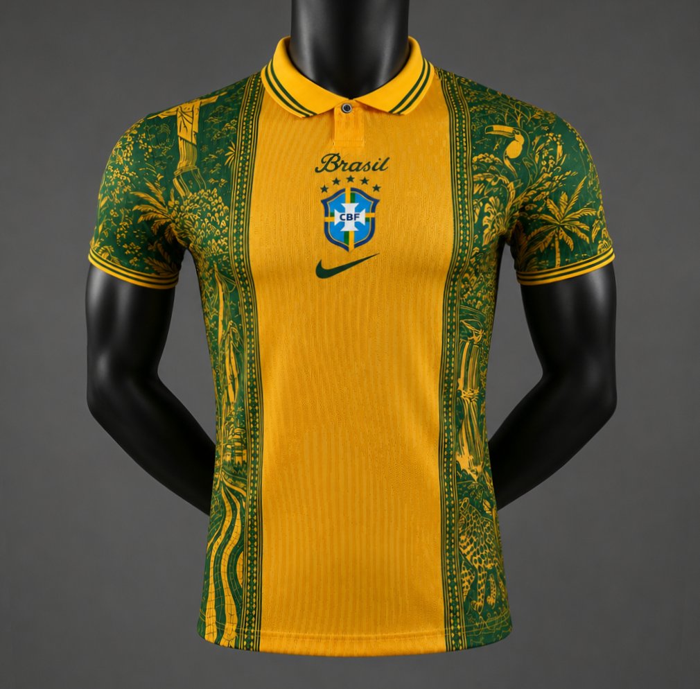 Player Version 2026 Brazil National Team Home Tropical Pattern Jersey